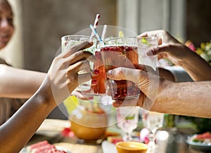 Friends party drinks healthy gathering