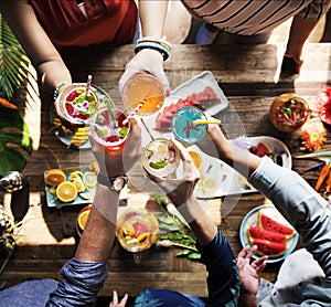 Friends party drinks healthy gathering