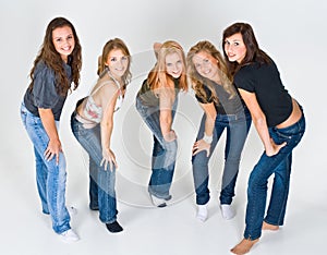 Friends posing in studio