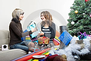 Friends Preparing Christmas Presents