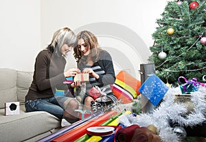 Friends Preparing Christmas Presents