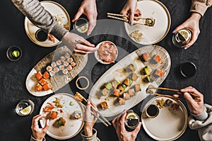 Friends quarantine Japanese sushi dinner from delivery service