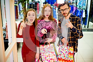 Friends shopping in mall