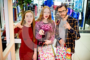 Friends shopping in mall