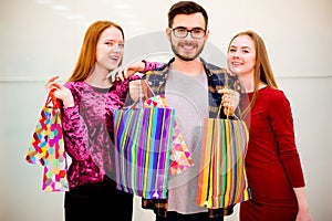 Friends shopping in mall