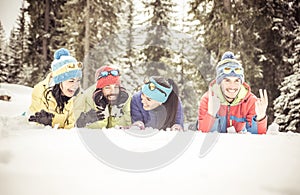 Friends on the snow