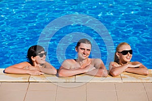 Friends in the swimming pool