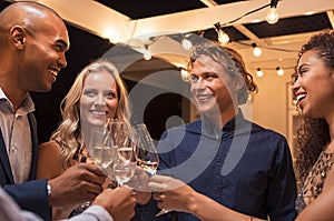 Friends toasting champagne glasses