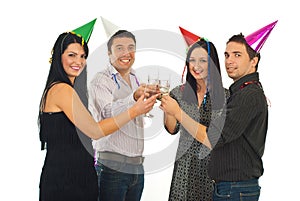 Friends toasting at New Year's Eve party