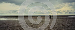 Friends walking on the beach