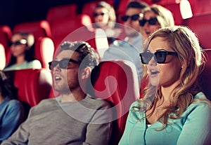 Friends watching horror movie in 3d theater