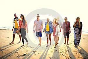 Friendship Bonding Relaxation Summer Beach Happiness Concept