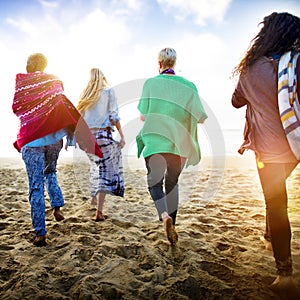 Friendship Bonding Relaxation Summer Beach Happiness Concept