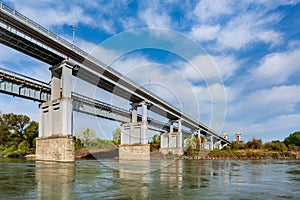 The Friendship bridge over Danube river - Podul prieteniei Giurgiu - Russe , Romania - Bulgaria