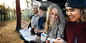 Friendship Camping Coffee Youth Holiday Concept