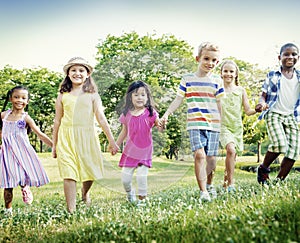 Friendship Children Childhood Cheerful Happiness Concept