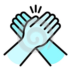 Friendship cohesion hands icon, outline style photo
