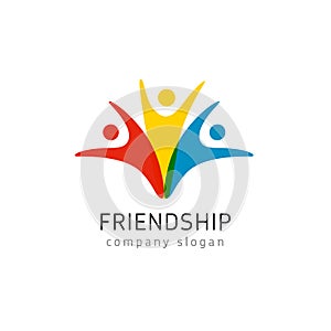 Friendship colored logo united person icon