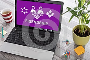 Friendship concept on a laptop