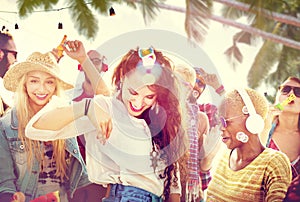 Friendship Dancing Bonding Beach Happiness Joyful Concept photo