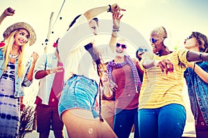 Friendship Dancing Bonding Beach Happiness Joyful Concept