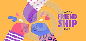 Friendship day banner of friend group fist bump