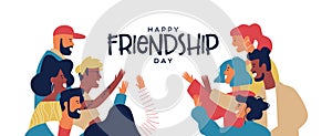 Friendship Day banner of friends doing high five