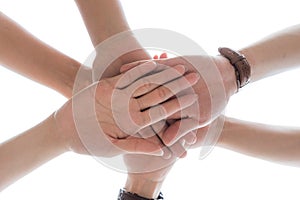 Friendship Day concept. Hands hit and join together