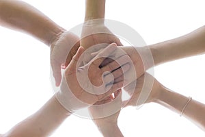 Friendship Day concept. Hands hit and join together
