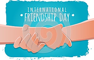 Friendship day concept. hands holding each other strongly stock vector illustration. greeting card design for happy friendship day