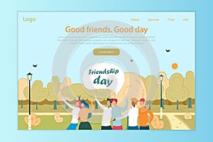 Friendship Day Flat Vector Landing Page Template