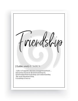 Friendship definition, Scandinavian Minimalist Design, Wall Decor, Wall Decals Vector, Friendship noun description
