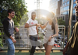 Friendship Fist Bump Greeting Togetherness Youth Culture Concept