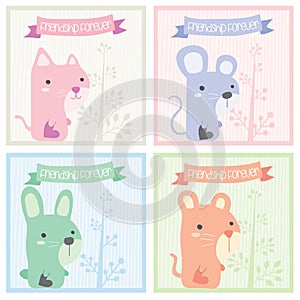Friendship forever animals greeting card design