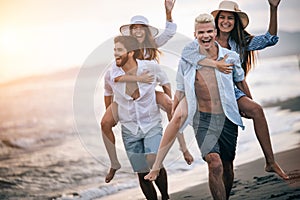 Friendship freedom group vacation beach summer holiday concept
