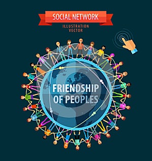 Friendship of peoples vector logo design template photo