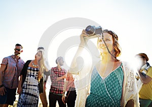 Friendship Photography Relaxation Summer Beach Happiness Concept