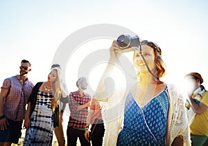 Friendship Photography Relaxation Summer Beach Happiness Concept