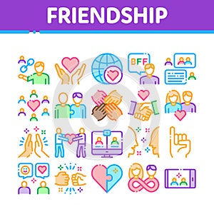 Friendship Relation Collection Icons Set Vector