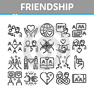 Friendship Relation Collection Icons Set Vector