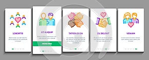 Friendship Relation Onboarding Elements Icons Set Vector