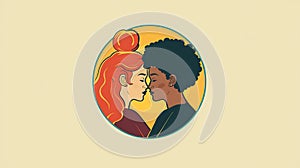 A friendship-themed badge design on a solid background