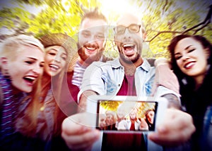 Friendship Togetherness Selfies Summer Happiness Concept