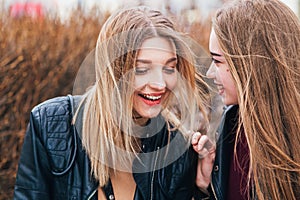 Friendship . Two Women Talking in the City