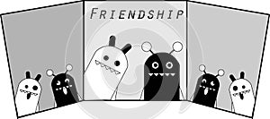 The friendships of two monochrome monster photo