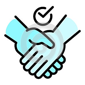 Frienship handshake icon, outline style photo