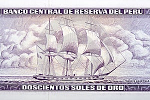 Frigate Amazonas from old Peruvian money