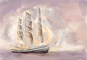 Frigate in full sail