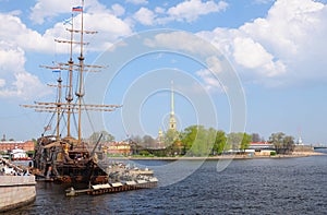 Frigate near Peter and Paul cathedral