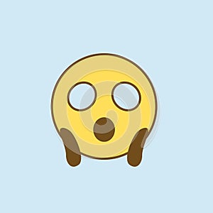 frightened 2 colored line icon. Simple yellow and brown element illustration. frightened concept outline symbol design from emoji